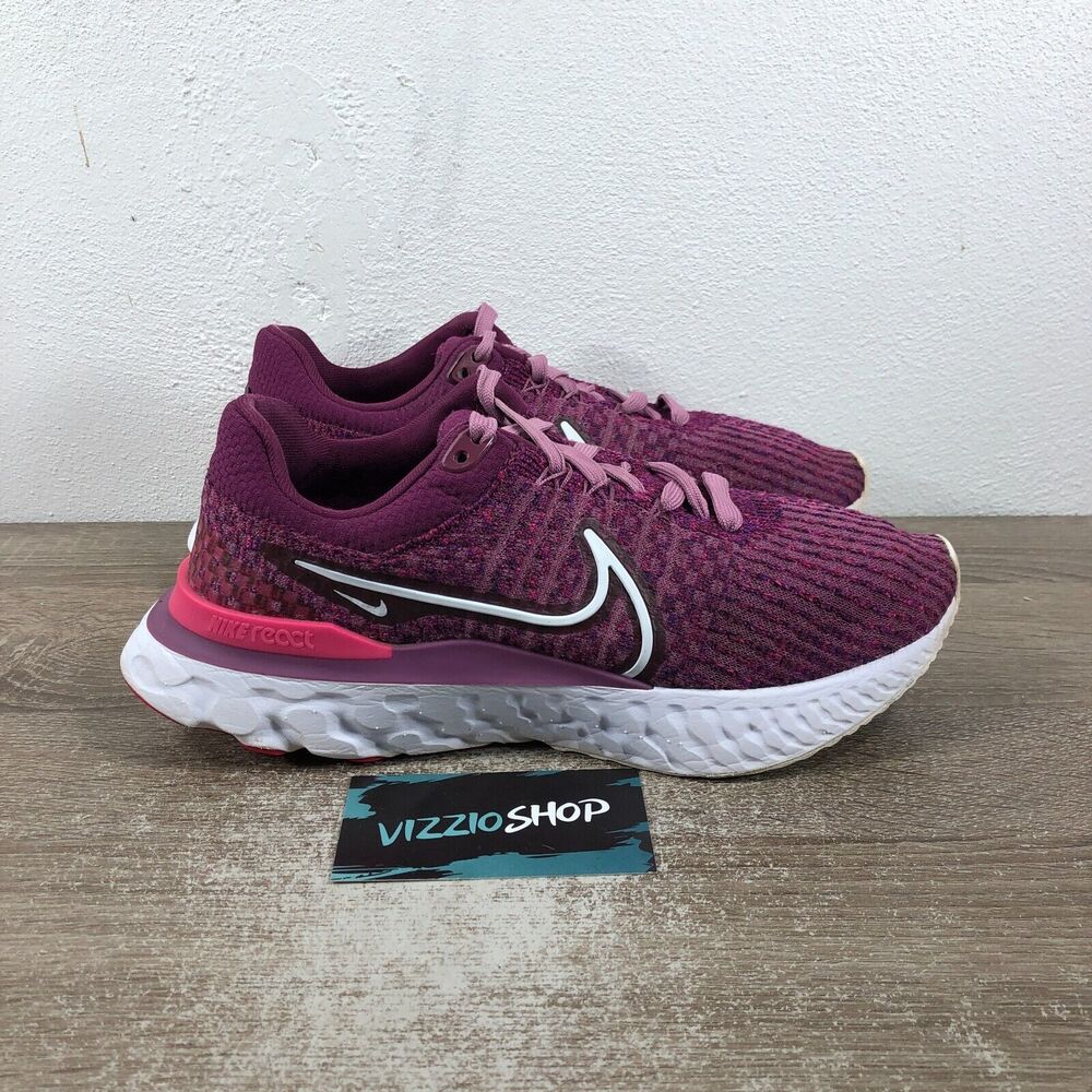 Nike React Infinity Run Flyknit 3 Light Bordeaux Running Shoe Women 8 DD3024-500